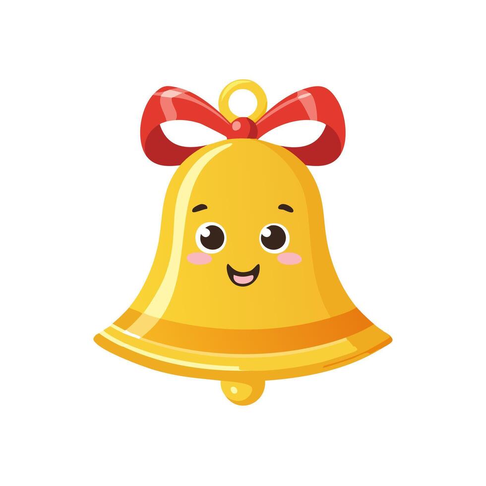 Bell Cute Christmas Winter Decoration Ornament Cartoon Character vector