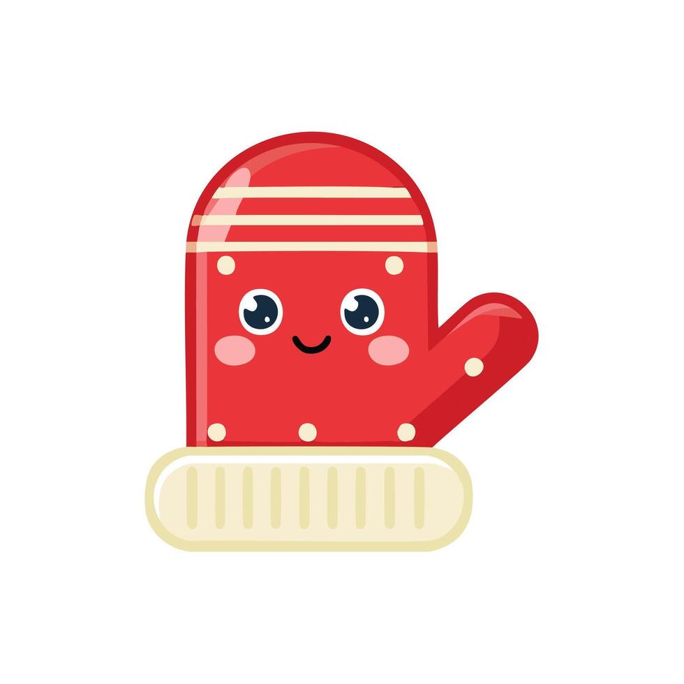 Mitten Cute Christmas Winter Decoration Ornament Cartoon Character vector
