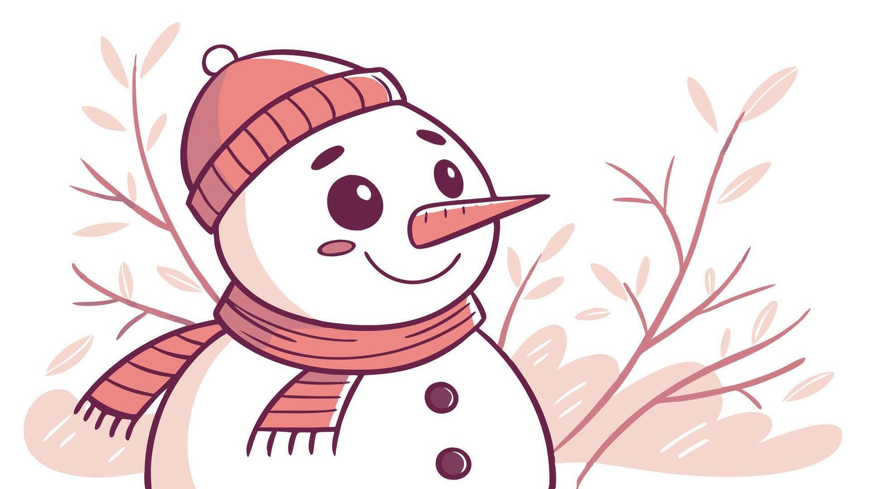 un dibujos animados monigote de nieve con un rojo sombrero y bufanda vector