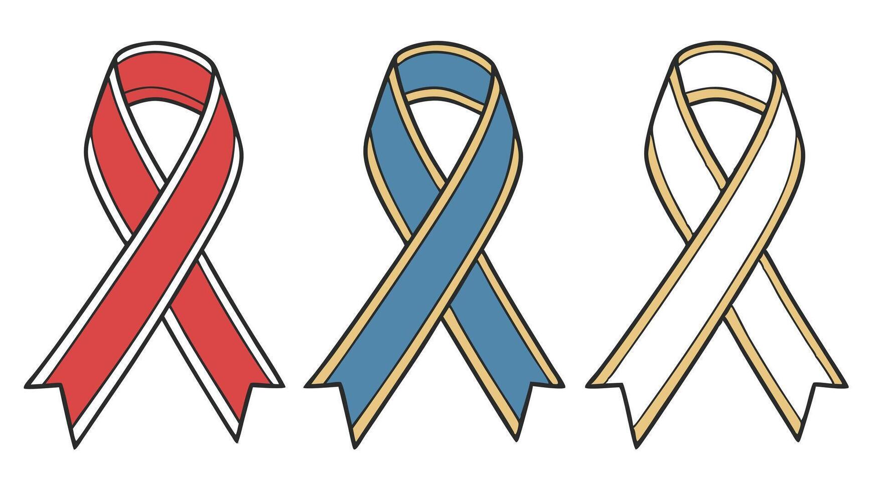 Three red, white and blue ribbons on a white background vector
