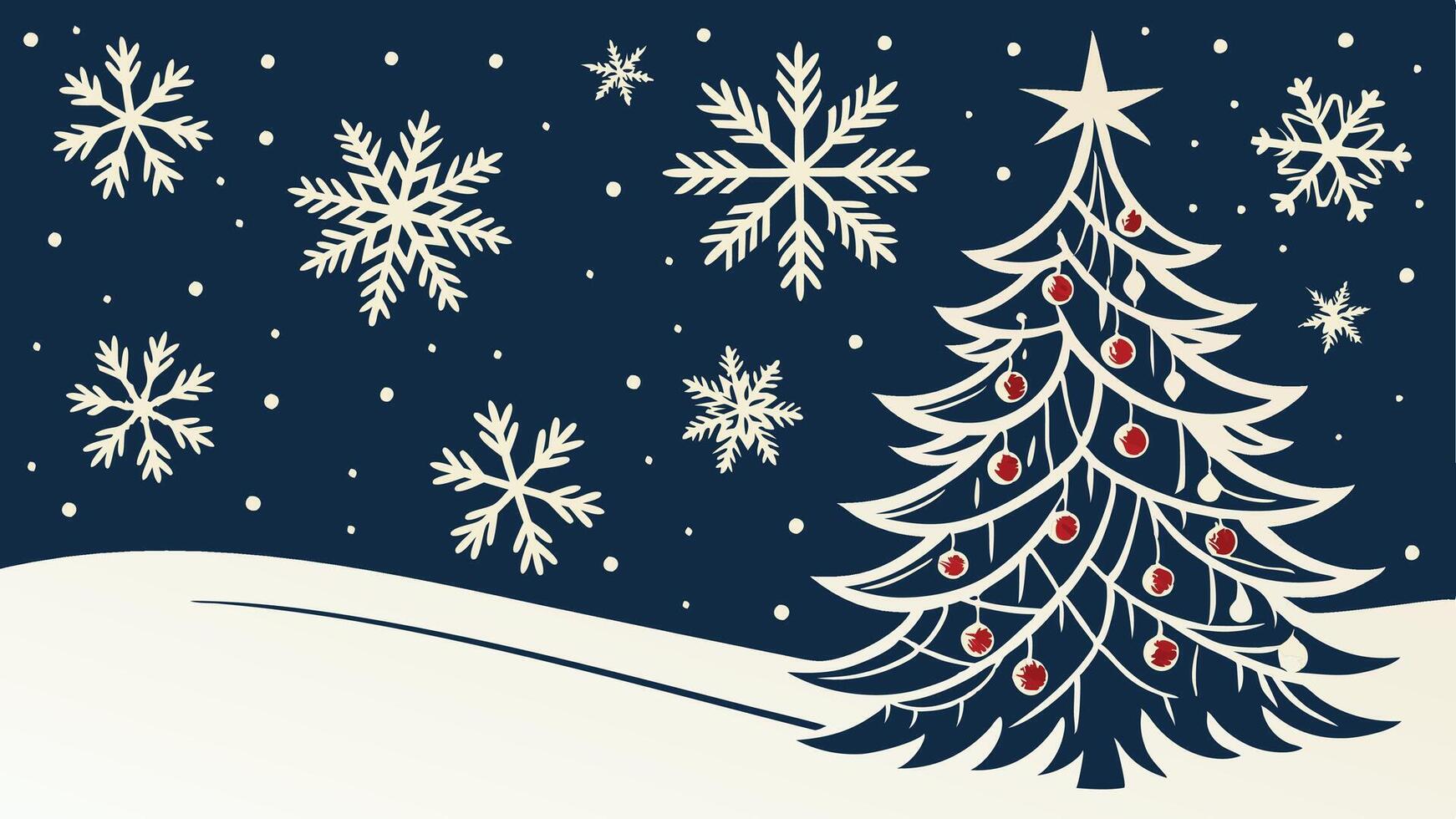 Christmas tree with snowflakes and stars on a blue background vector