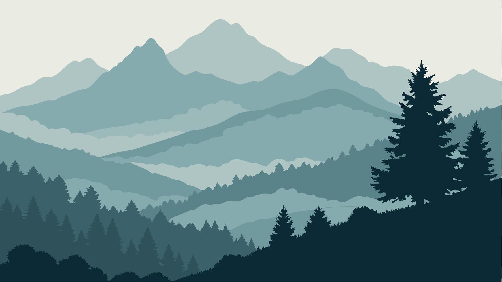 Mountain landscape with trees and mountains vector