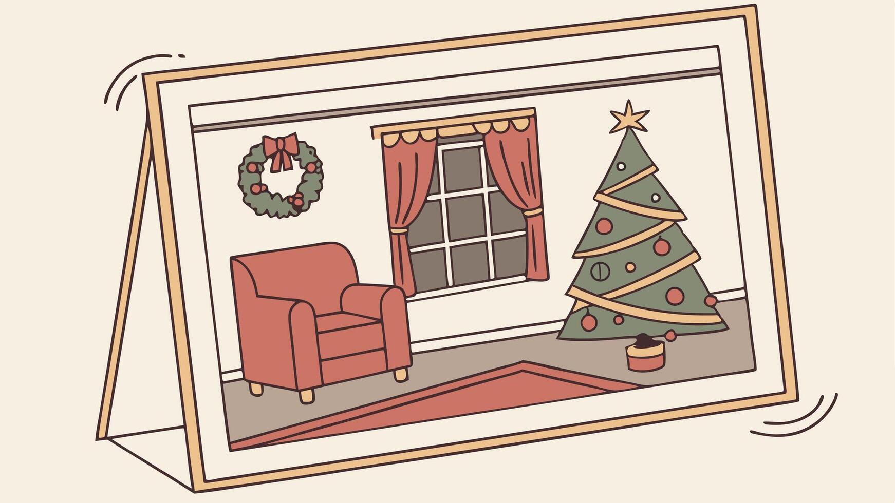 Stylish Frame Mock up. Christmas Interior Design Background. vector