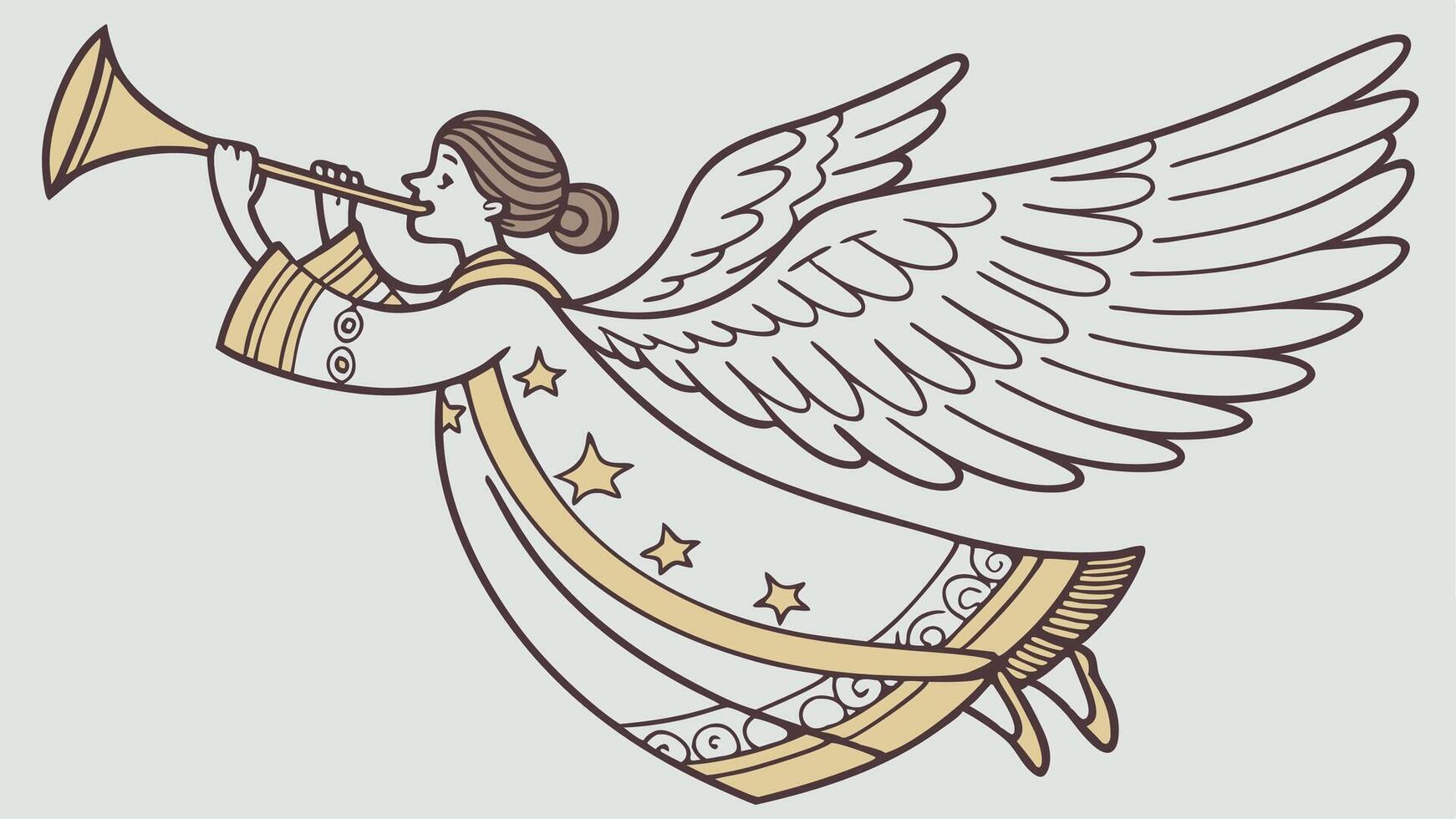 Trumpeting Christmas Angel. Solo on a Clear Background vector