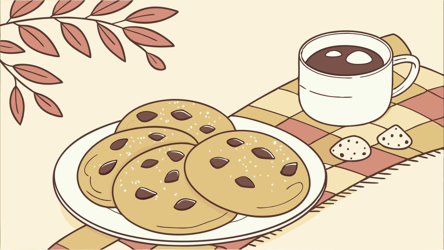 Sugar Dusted Chocolate Chip Cookies with Seasonal Backdrop vector