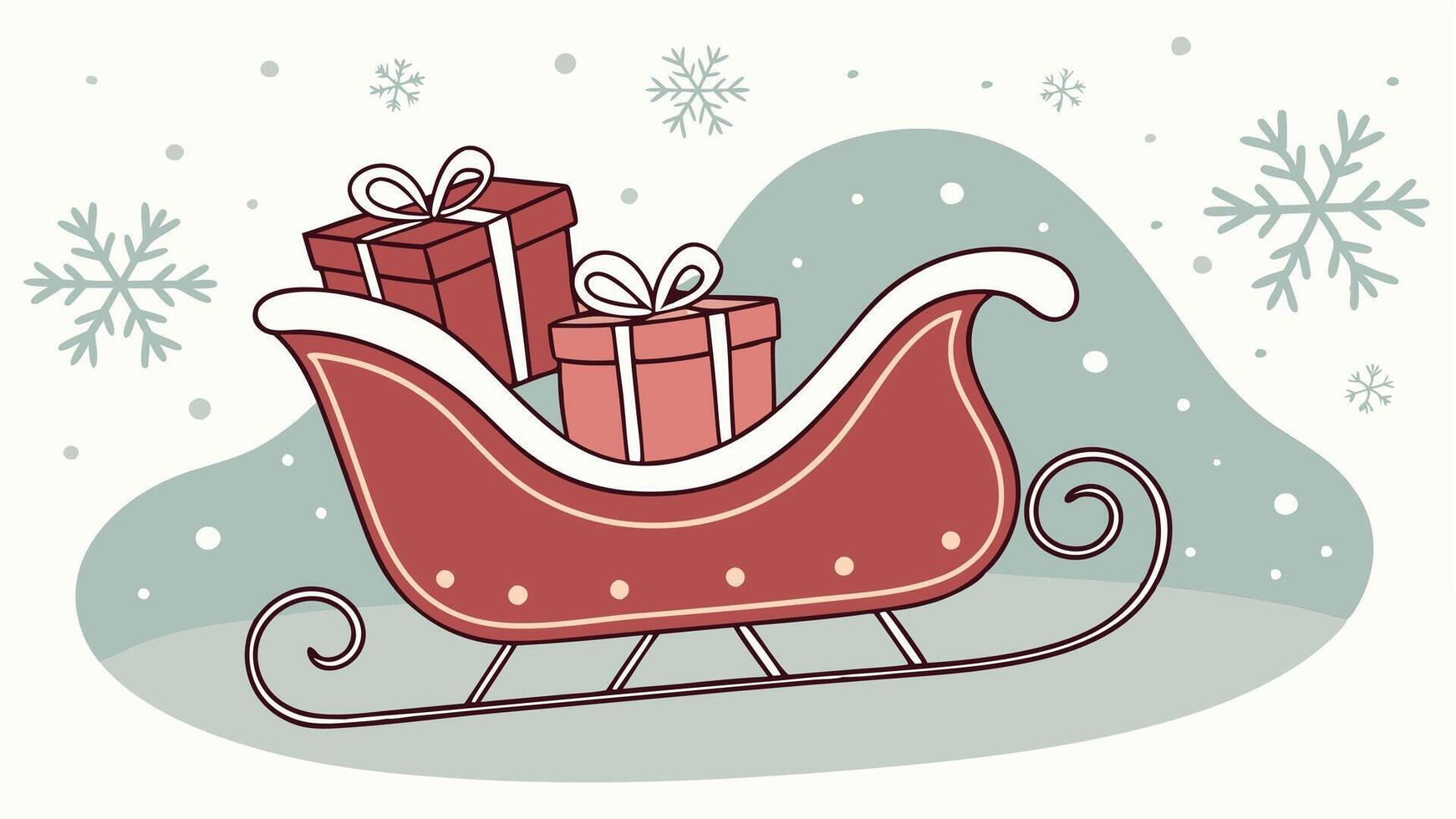 Santa sleigh with presents on it vector