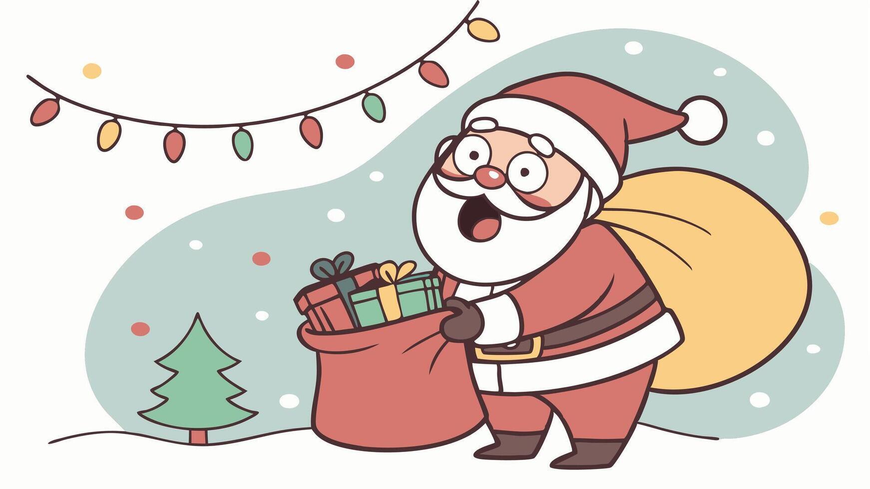 Surprised Santa Claus. Merry christmas and happy new year concept. Festive Fun vector