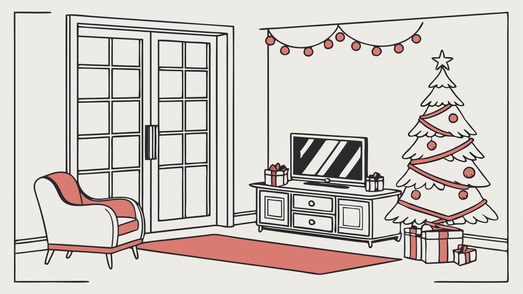 Stylish Interior Design Background. Christmas Frame Mock up. vector