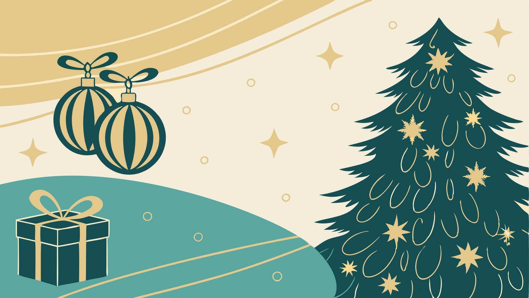 Teal and Gold Festive Background. Premium Christmas Decorations. vector