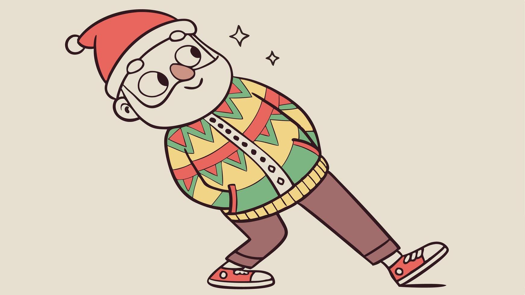 Studio portrait of a trendy Father Christmas character wearing a festive christmas ugly jumper vector