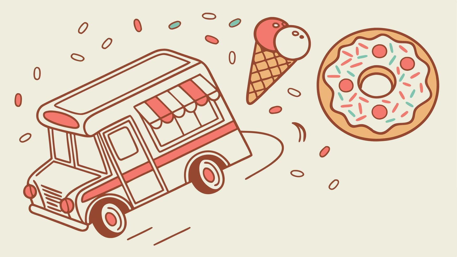 Top view of a gingerbread truck cookie on a isolated pastel background Copy space vector
