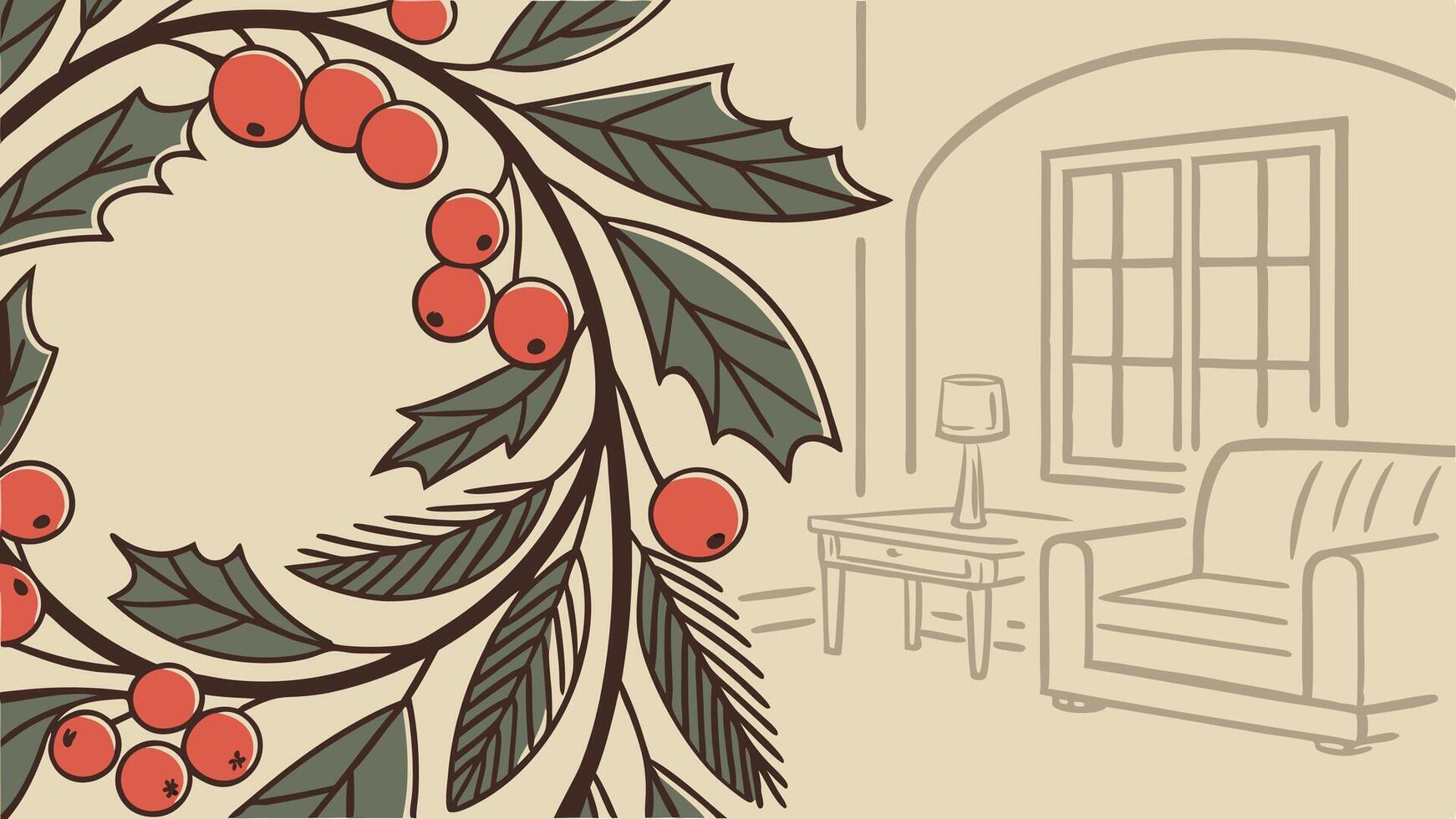 Christmas home decoration close up. muted colors. holiday photorealistic aestethic background vector