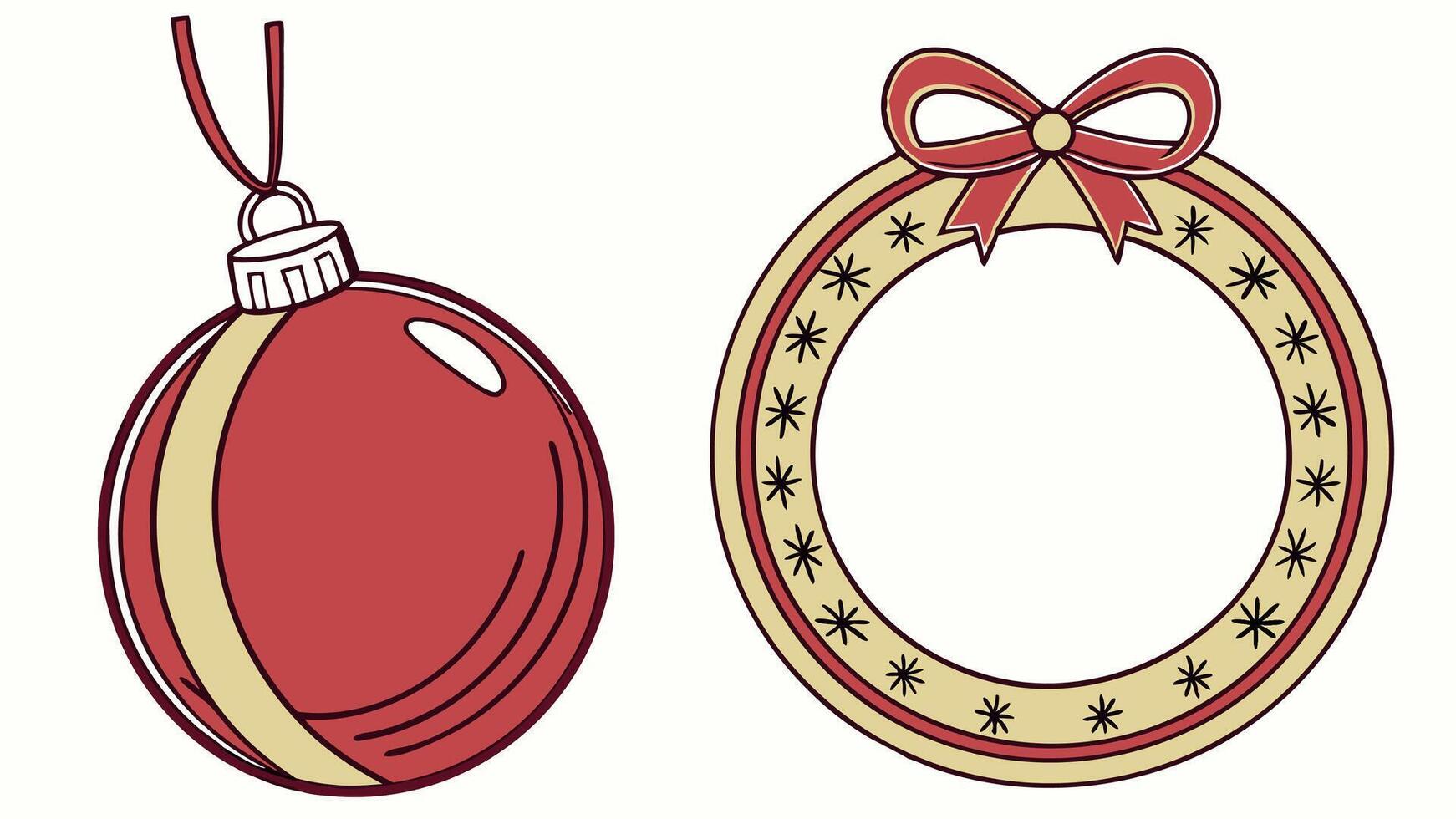Christmas blank round ornament. Mock up of Christmas round sign. ornament. vector