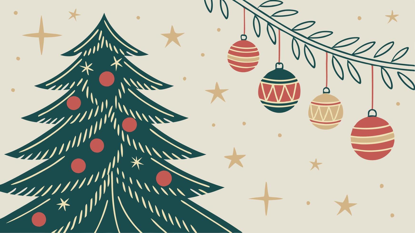 Beautiful Christmas tree decorations. copy space. christmas background. vector