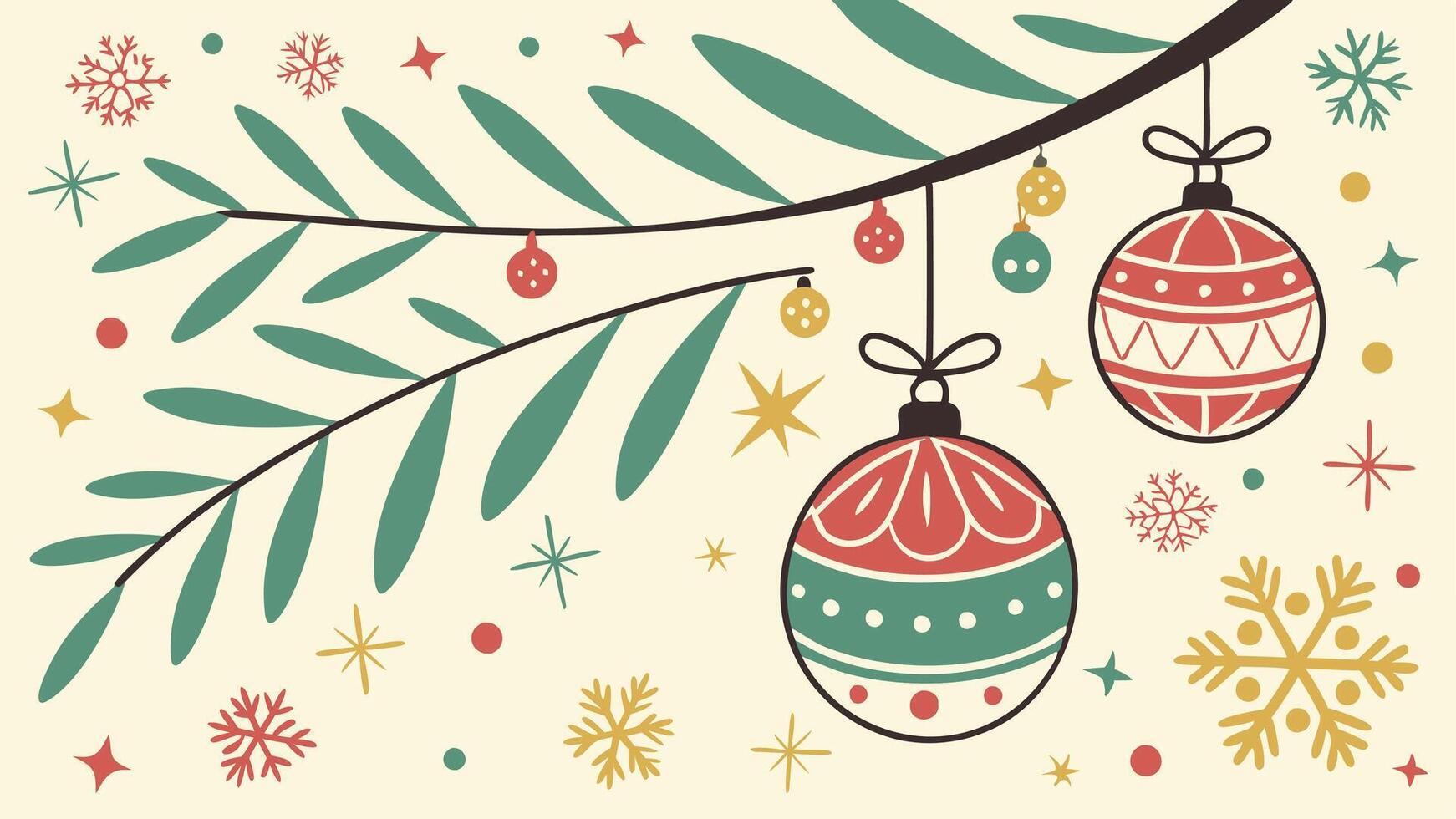 Christmas background with ornaments snowflakes and Christmas tree balls vector