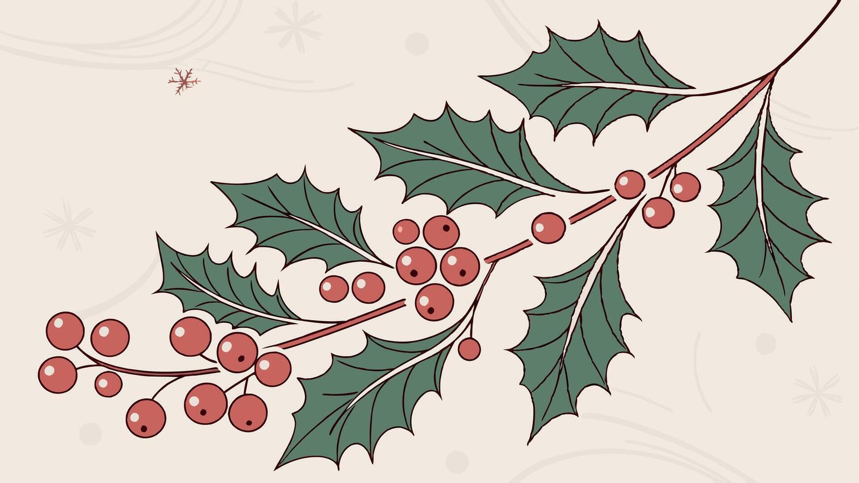 Christmas Background. Holly. Floral arrangement of holly. Abstract Art. Digital Illustration vector