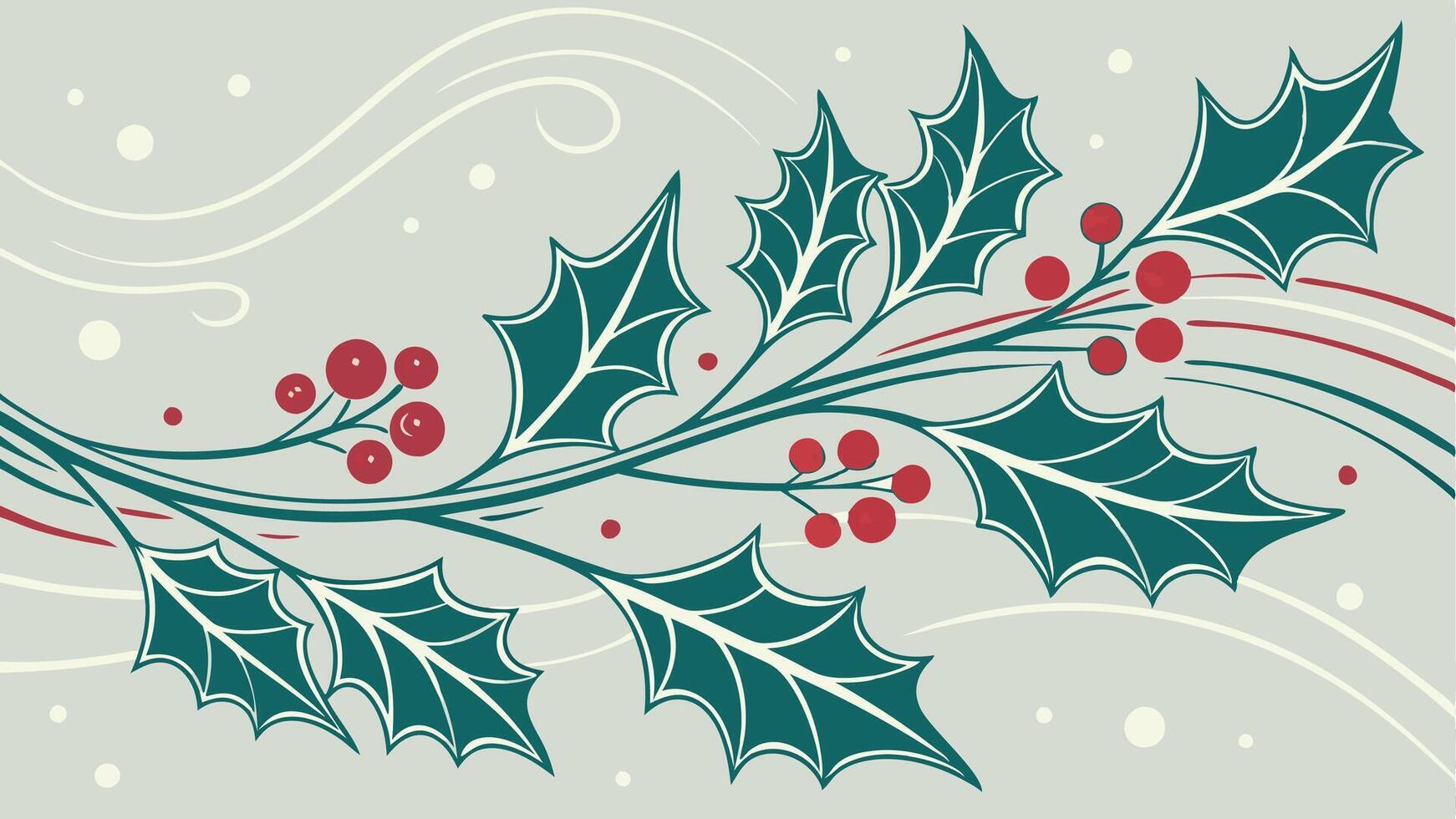 Christmas Background. Holly. Floral arrangement of holly. Abstract Art. Digital Illustration. vector