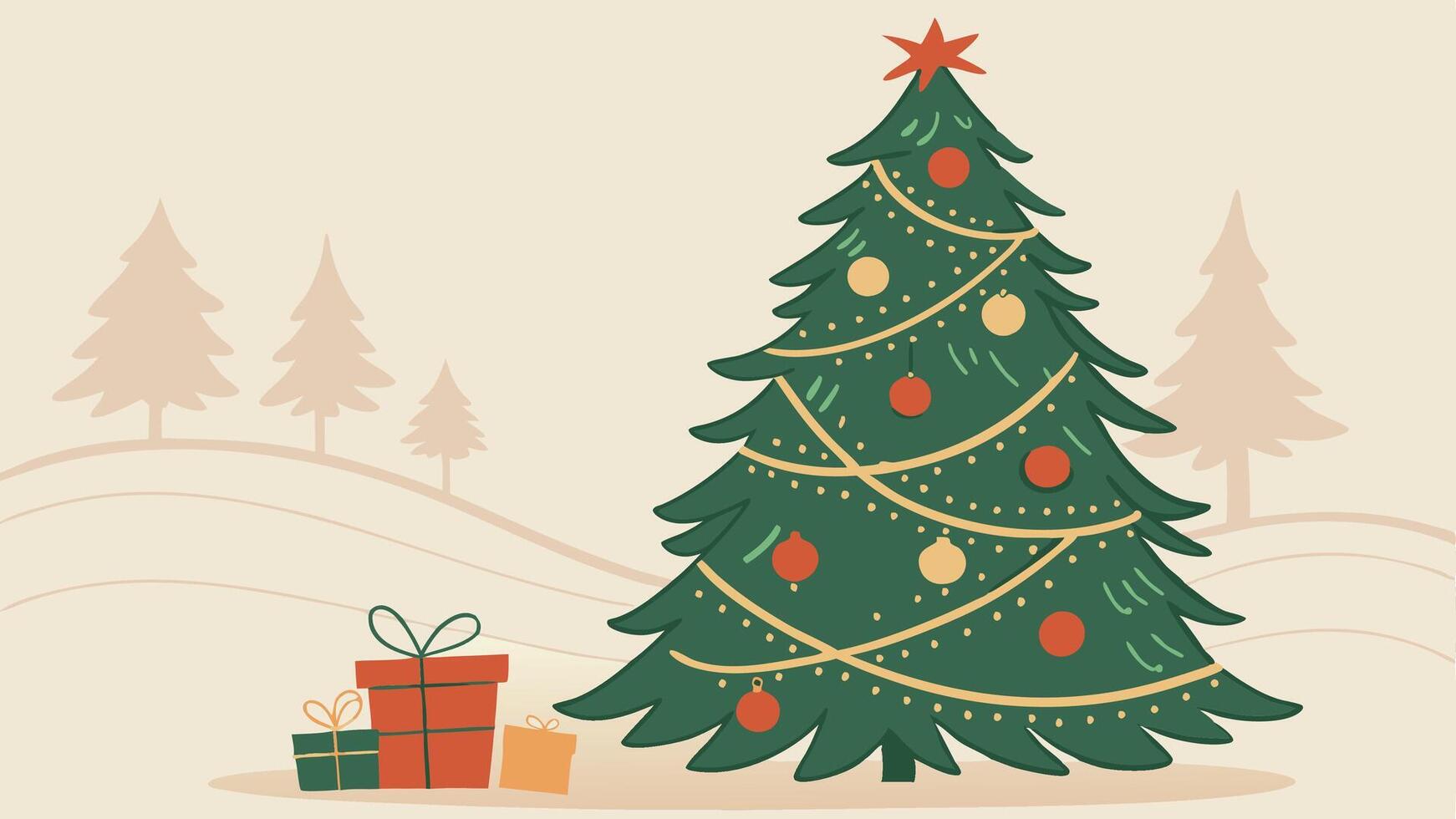 Christmas background. Decorated Christmas tree on blurred background. vector