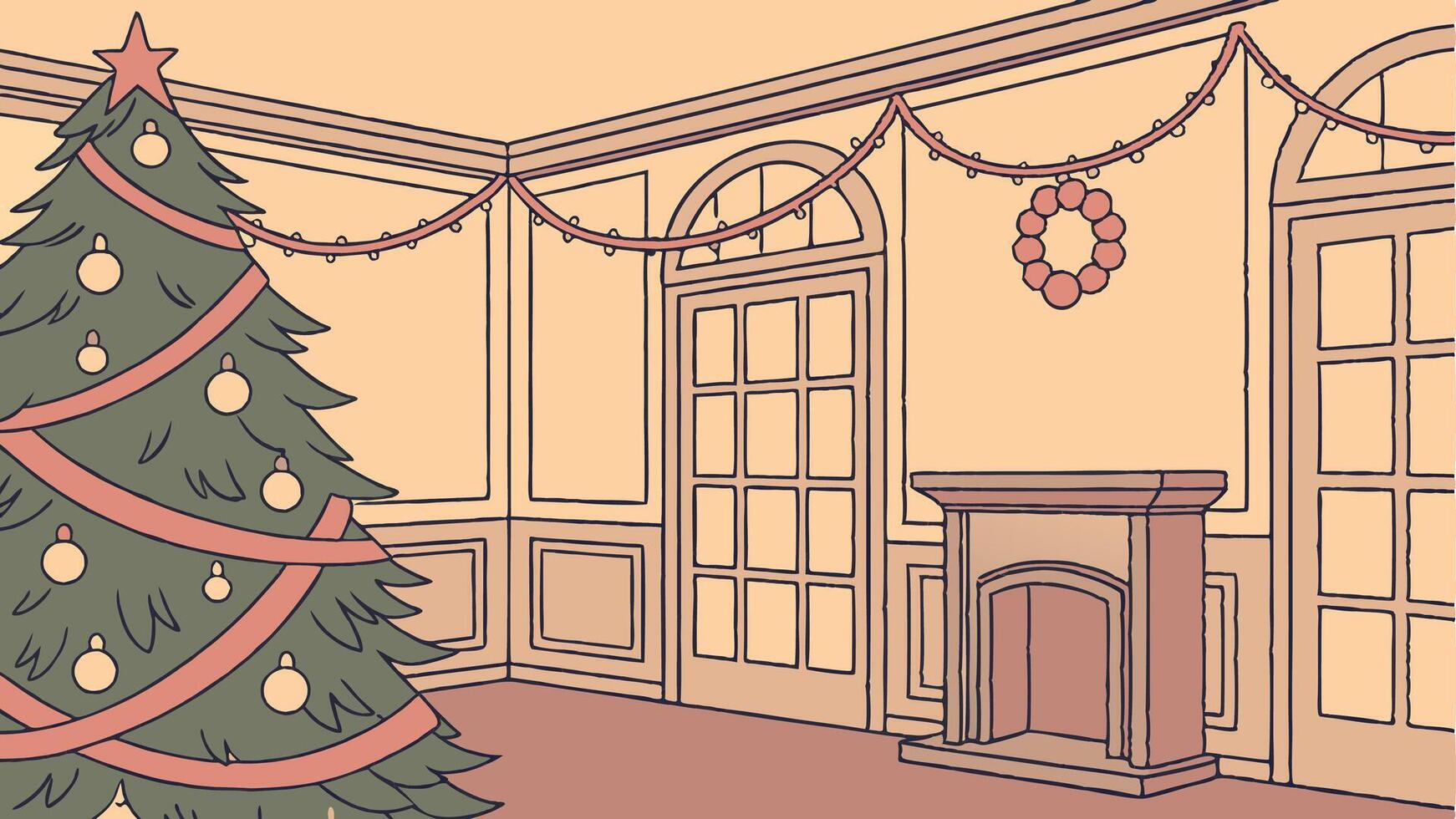 Beautiful Christmas Background with Garland. Illustration . vector