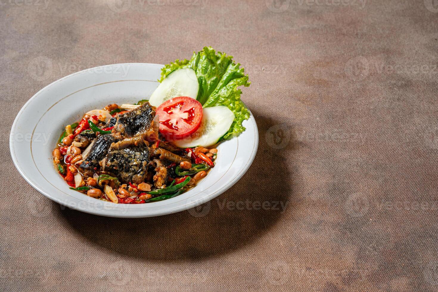 Fried eel with Tauco or fermented bean paste photo