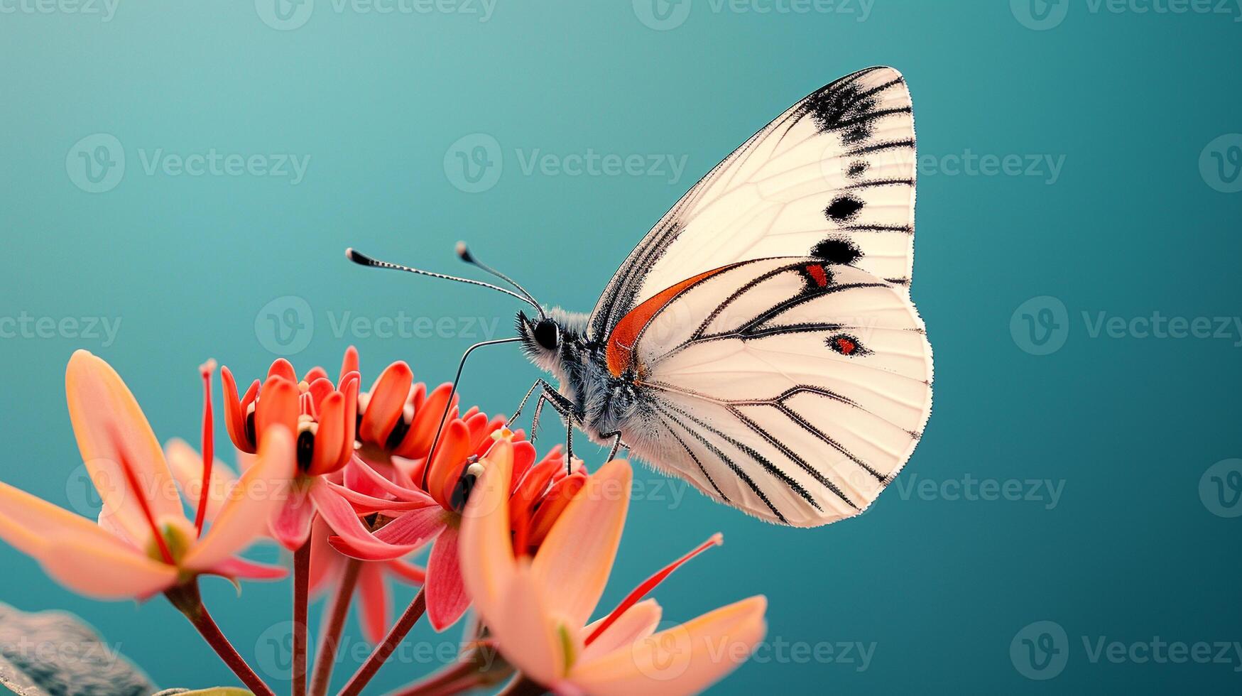 A white butterfly on a flower photo
