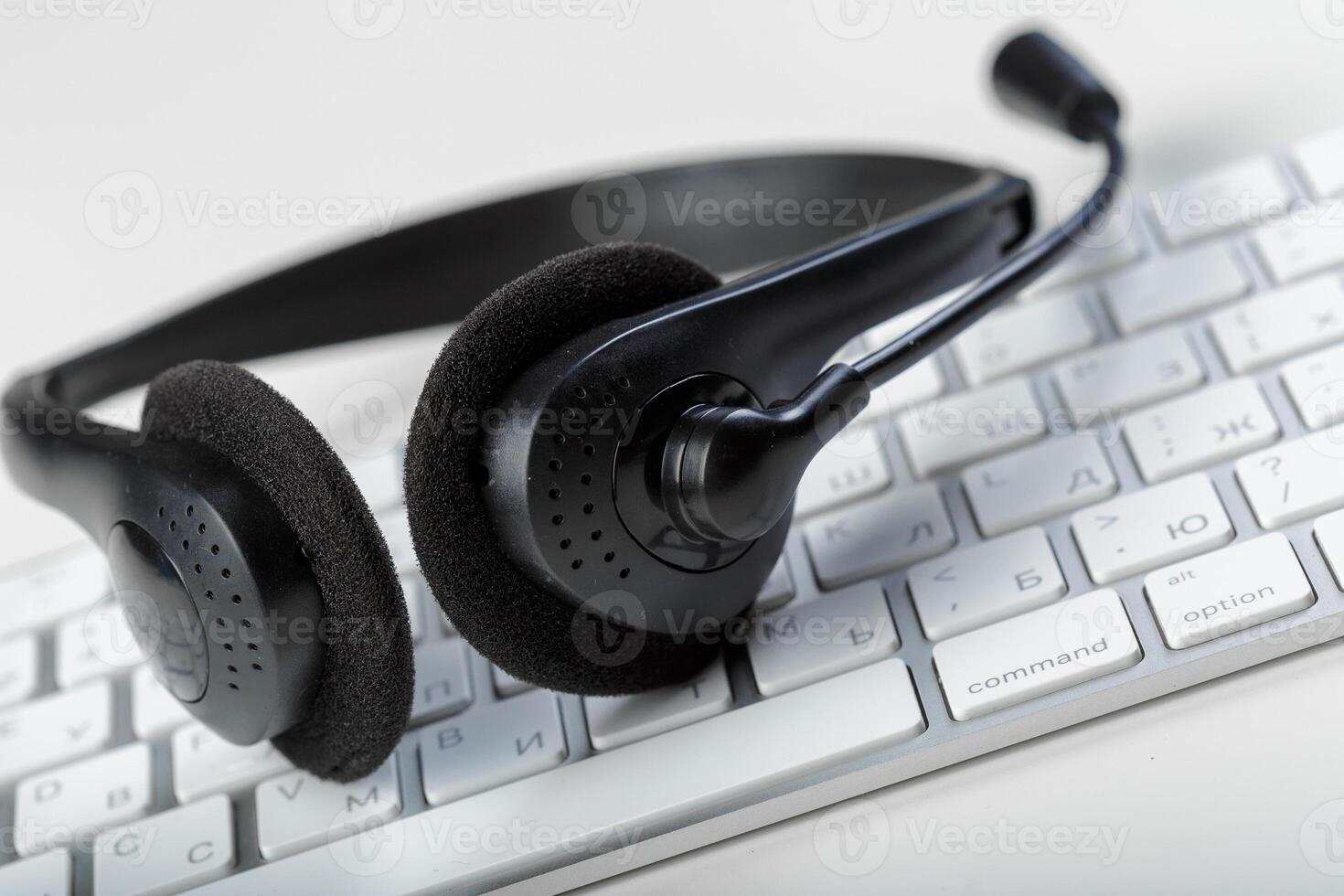 headset on keyboard computer laptop photo
