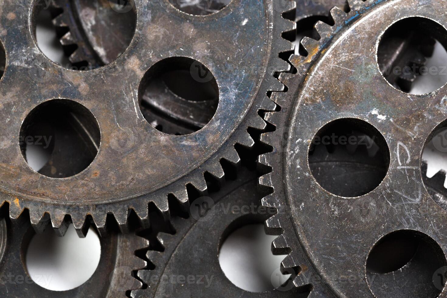 Close-up view of stack of gears photo
