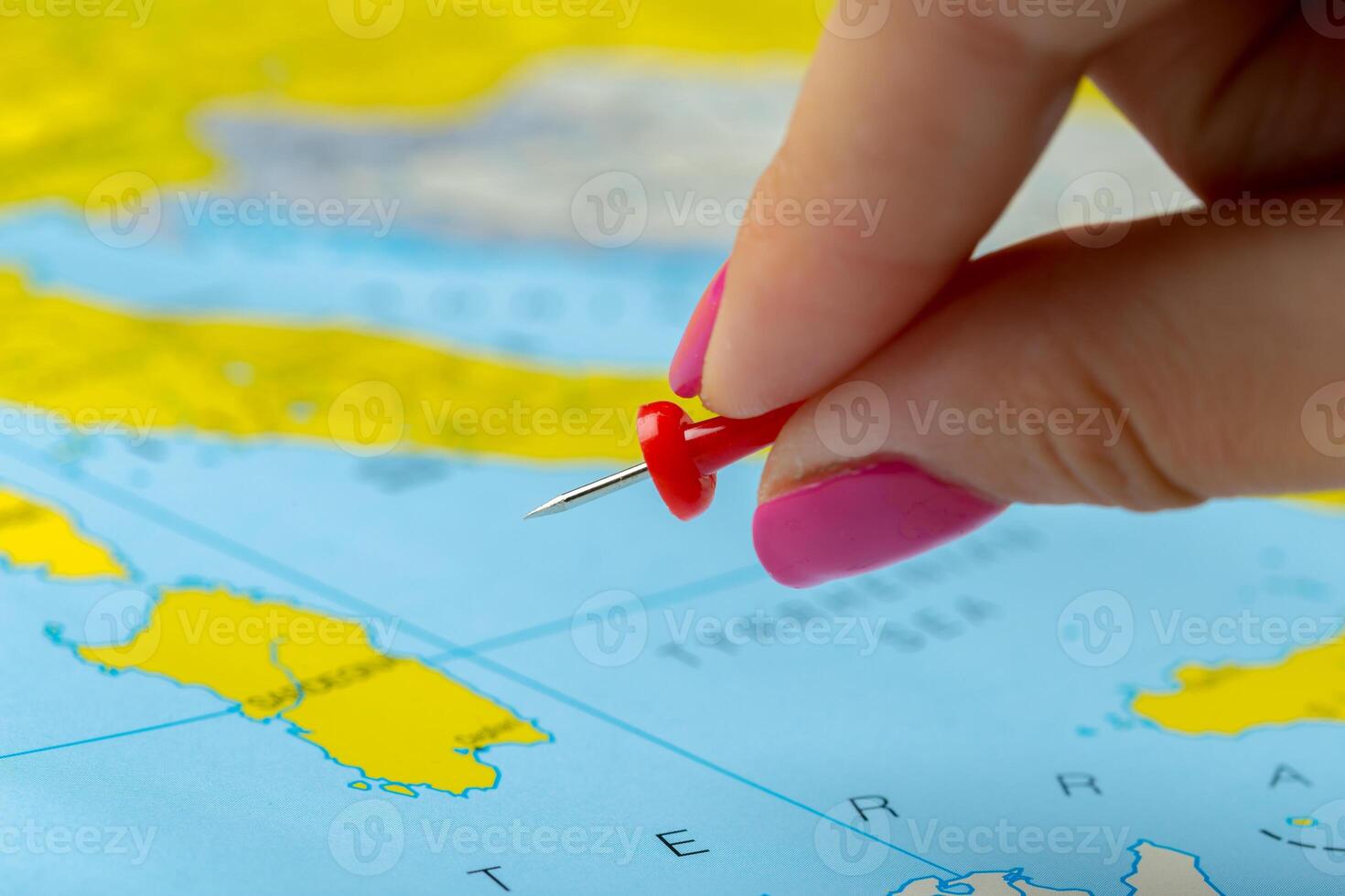 Travel destination points on a map photo