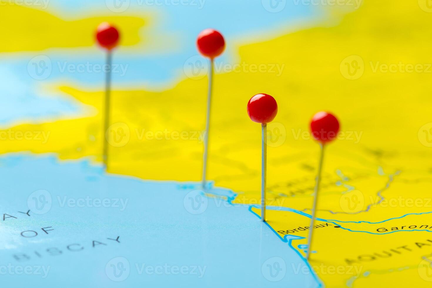 Travel destination points on a map photo