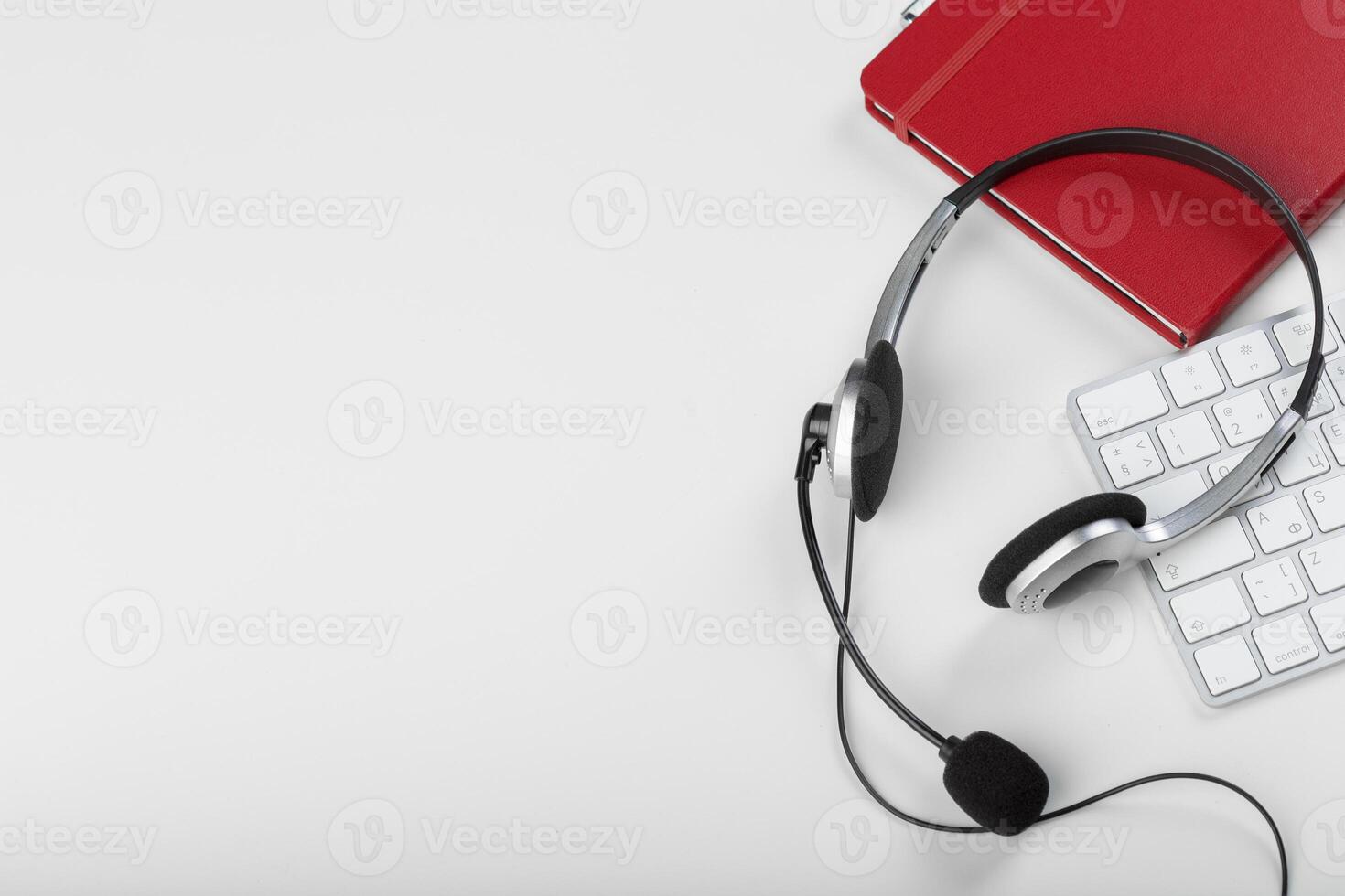 headset on keyboard computer laptop photo