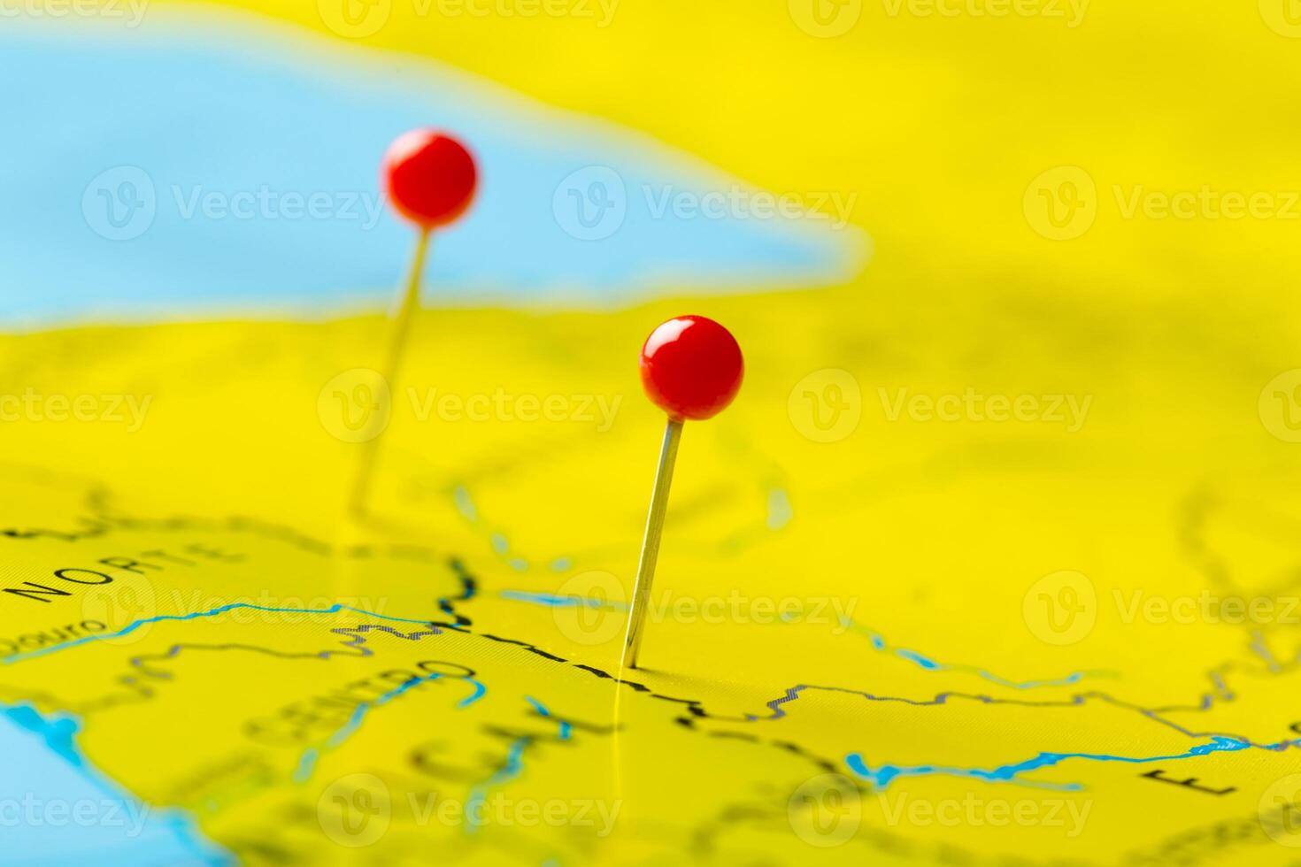 Travel destination points on a map photo