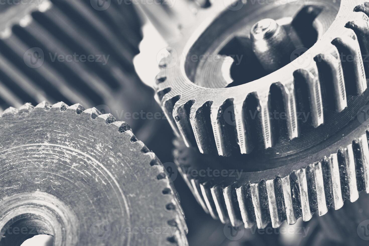 Close-up view of stack of gears photo