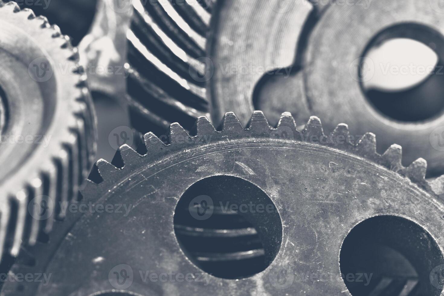 Close-up view of stack of gears photo