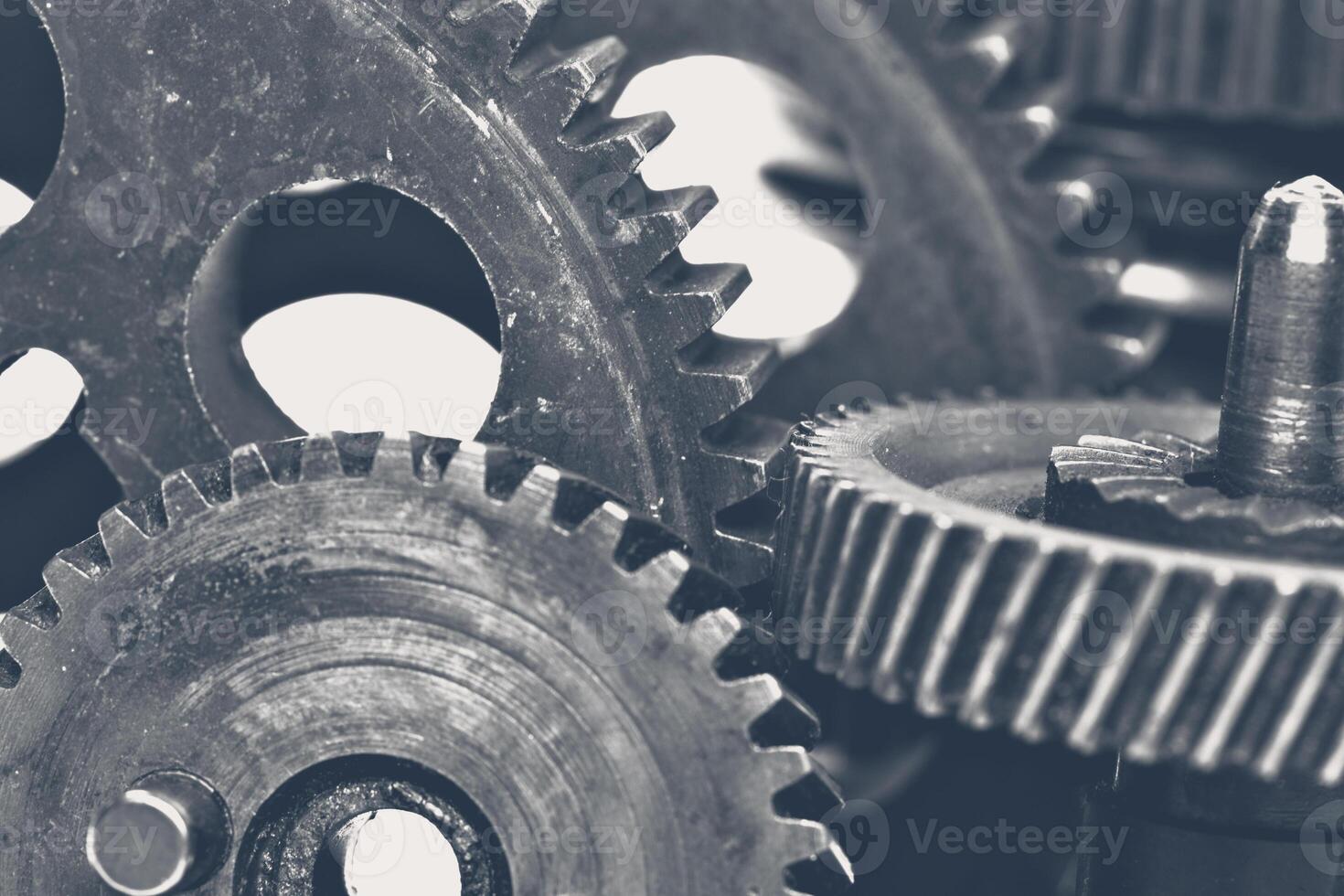 Close-up view of stack of gears photo
