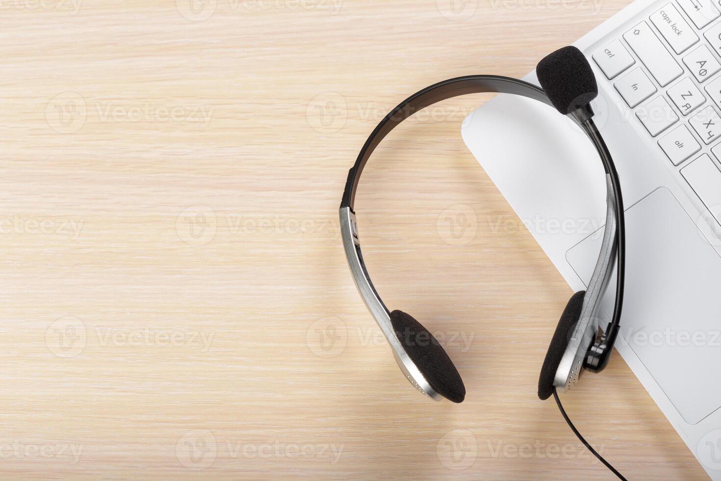 headset on keyboard computer laptop photo
