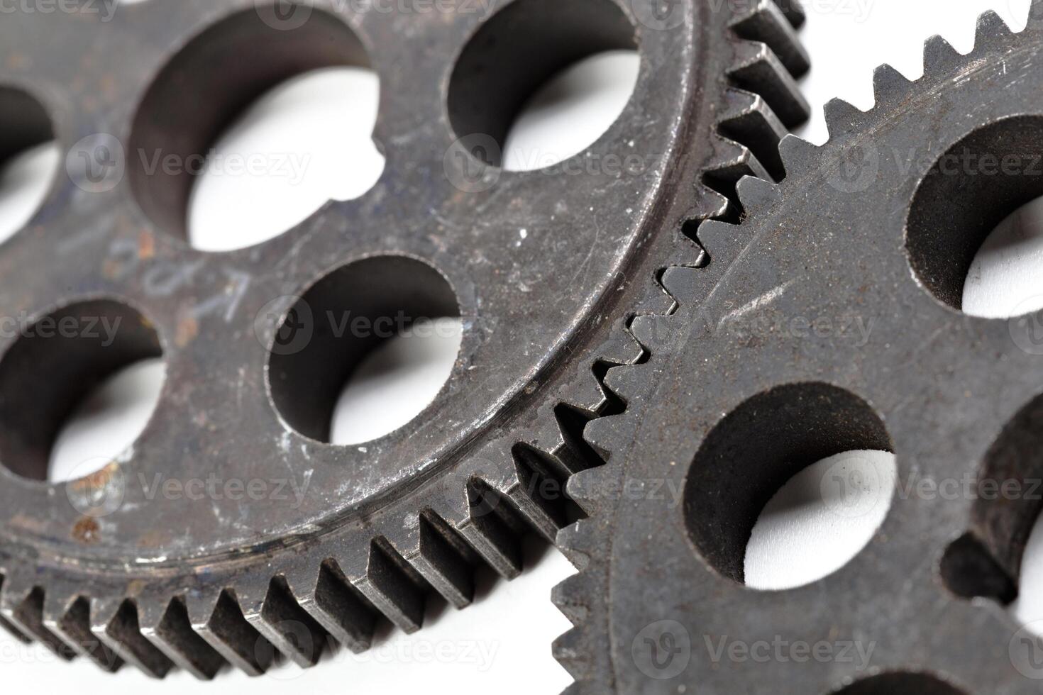 Close-up view of stack of gears photo