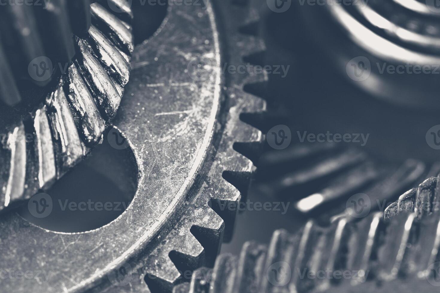 Close-up view of stack of gears photo