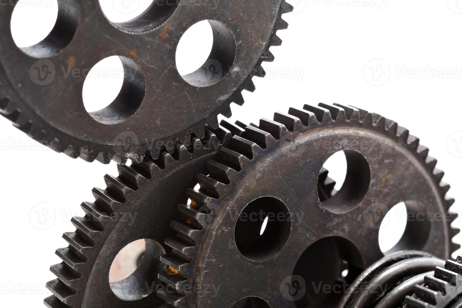 Close-up view of stack of gears photo