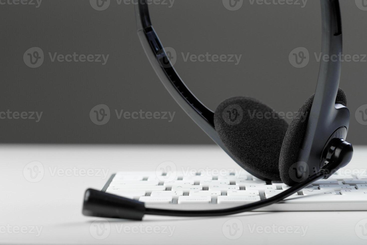 headset on keyboard computer laptop photo
