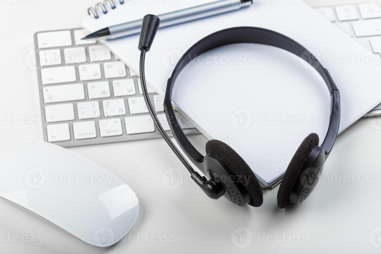 headset on keyboard computer laptop photo