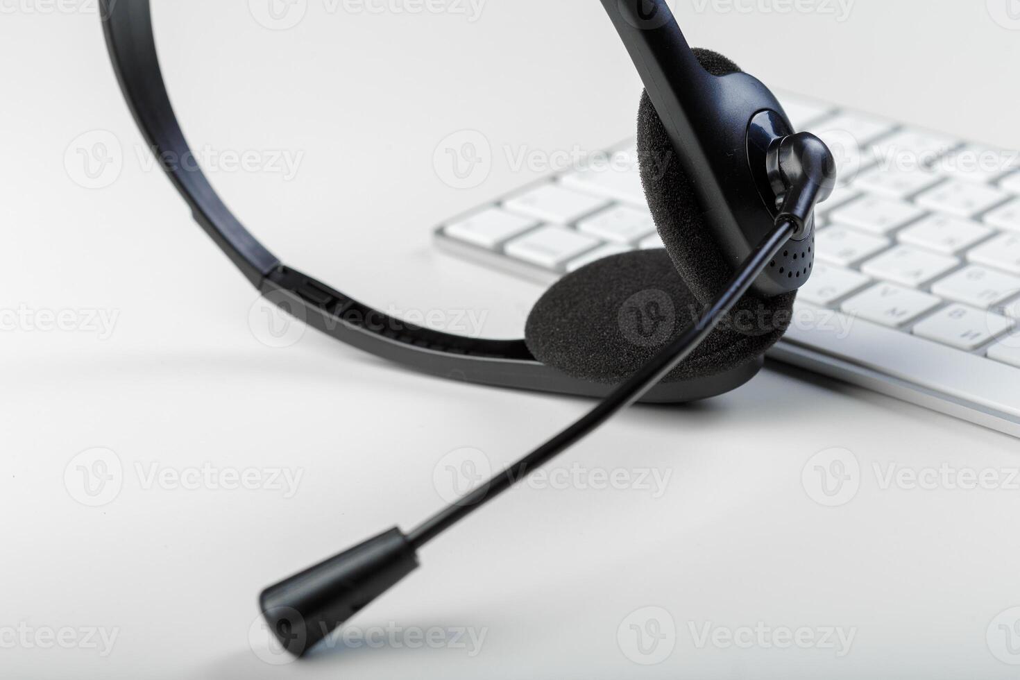headset on keyboard computer laptop photo