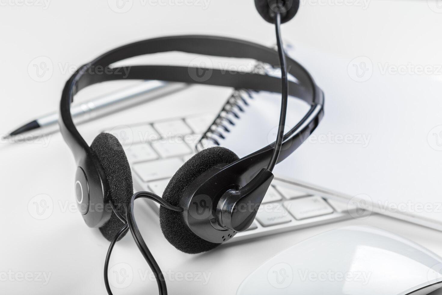 headset on keyboard computer laptop photo