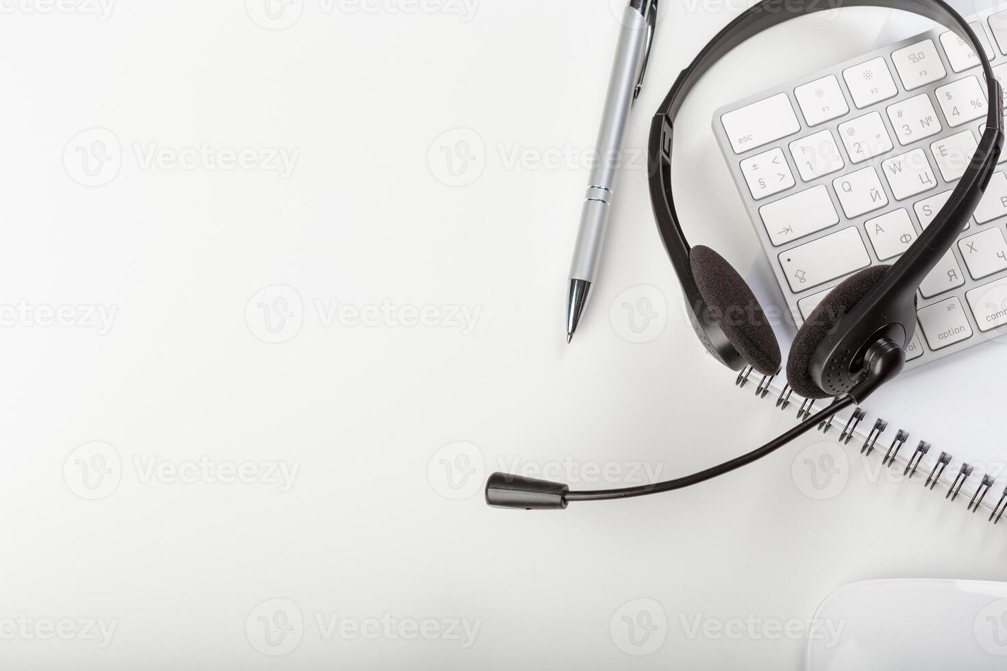 headset on keyboard computer laptop photo