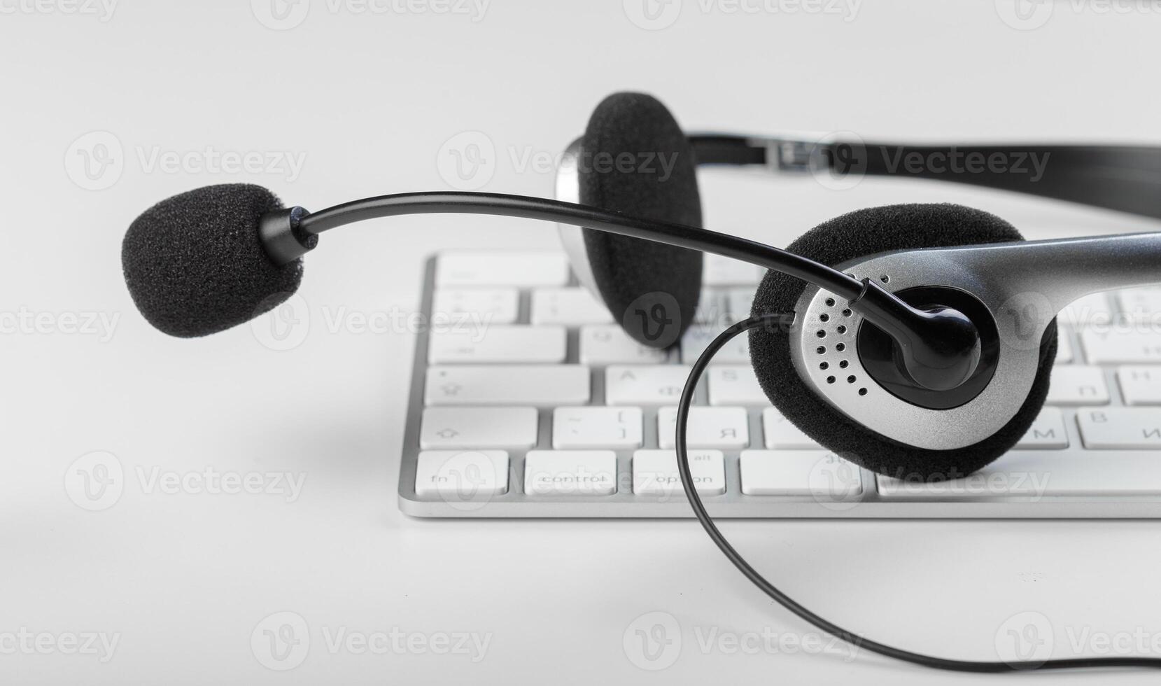 headset on keyboard computer laptop photo