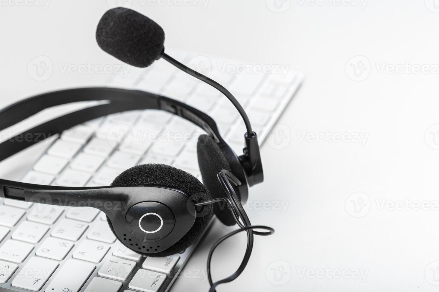 headset on keyboard computer laptop photo