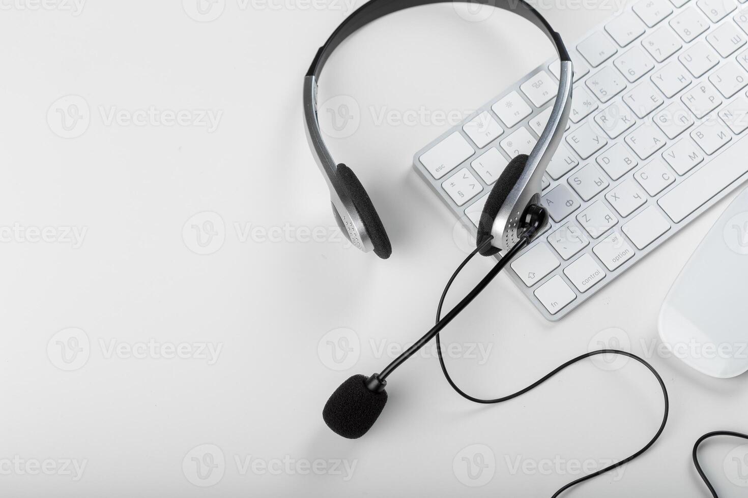 headset on keyboard computer laptop photo