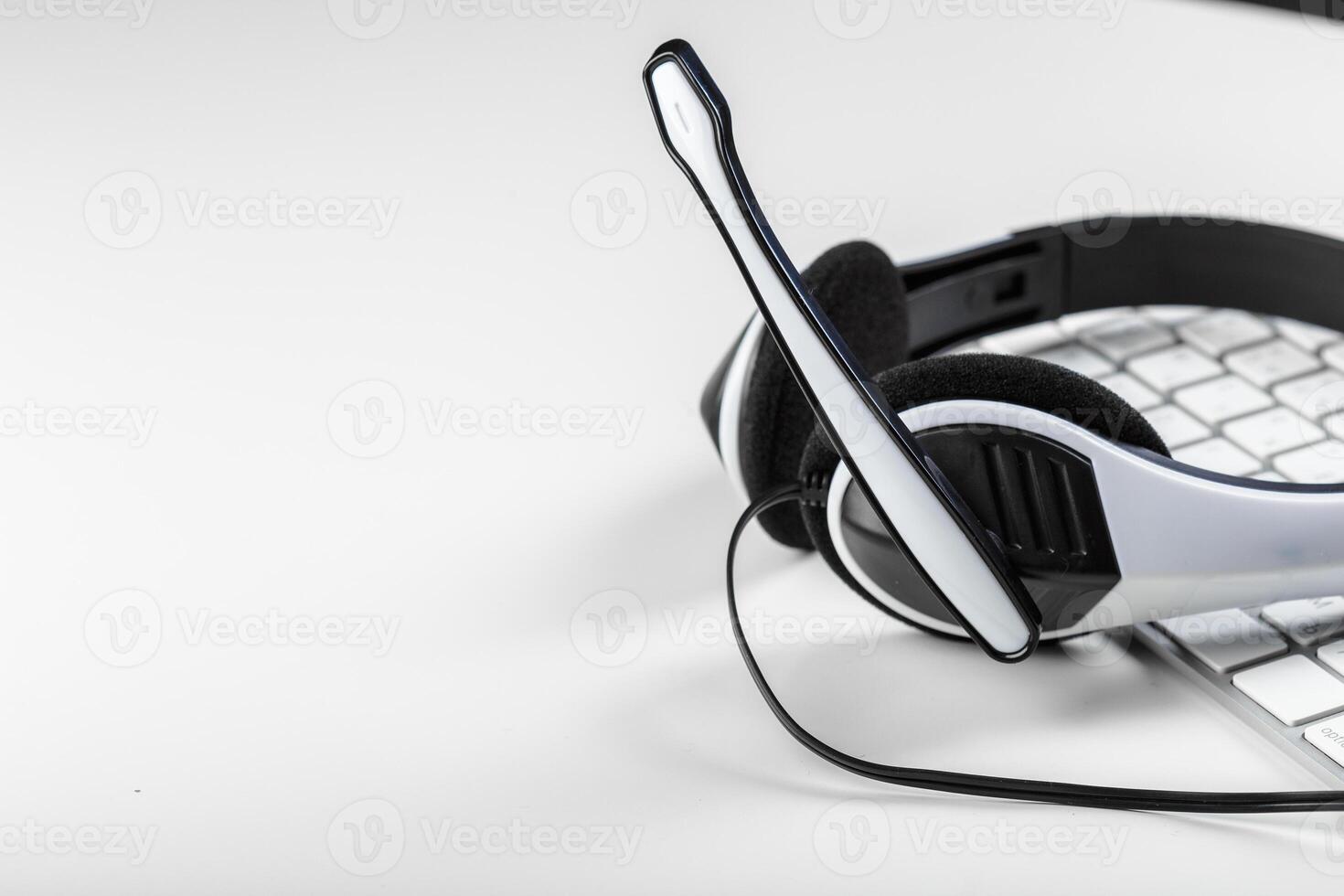 headset on keyboard computer laptop photo