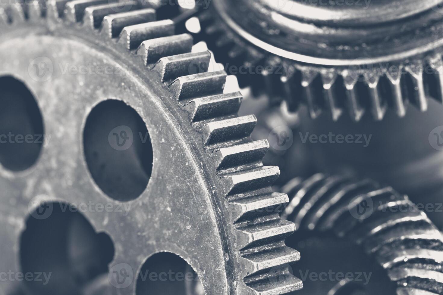 Close-up view of stack of gears photo