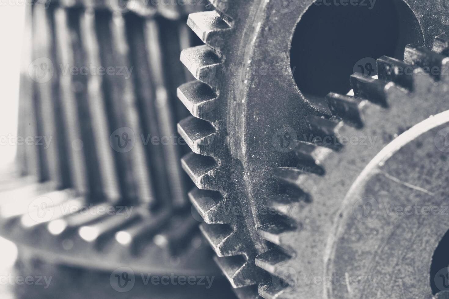 Close-up view of stack of gears photo