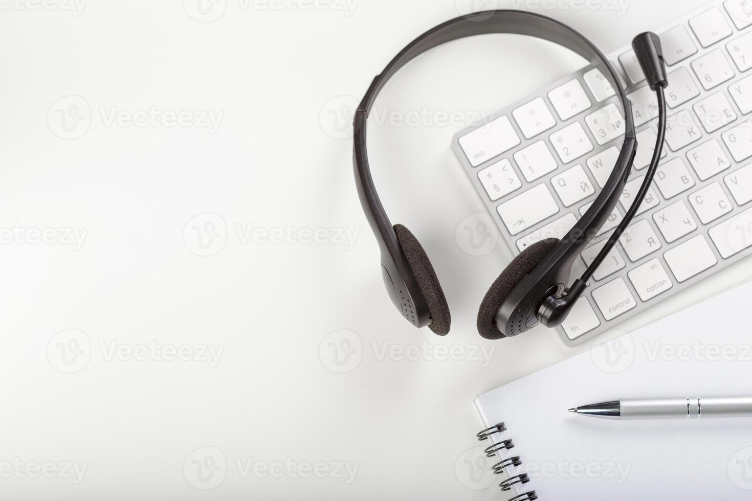 headset on keyboard computer laptop photo
